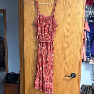 Maurices Red Floral Midi Dress